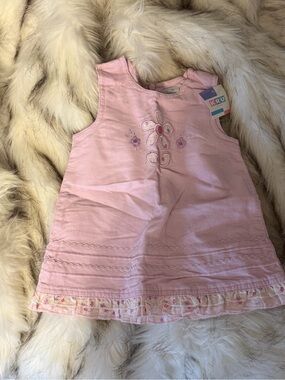 NWT KRU Girls Pink Embroidered Floral Sleeveless Dress